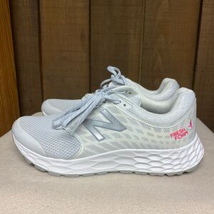 New Balance Fresh Foam White Shoes Women Size 9.5 WIDE WW1165KM Breast Cancer